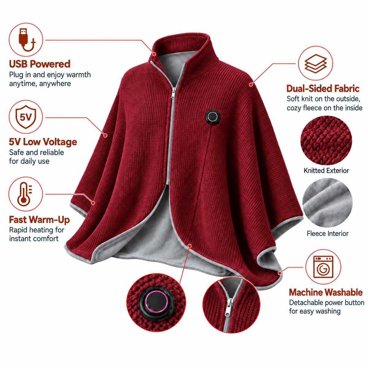 Portable Heated Wrap with USB Warmth